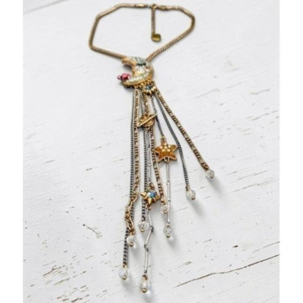 Vintage Betsey Johnson Heavens to Betsey Cow Jumped Over Moon Necklace Rare - Picture 2 of 5